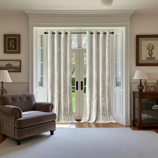 Blackout Crushed Velvet Curtains, Eyelet Ring Top, Lined Pair