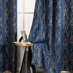 Metallic Foil Branch Blackout Curtain, 1 Panel, Grommet Top