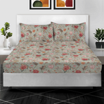 Printed Fitted Sheet Floral Pattern — Double King Size with Pillowcases
