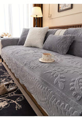 Plush Sofa Cover Textured Jacquard — Pet Friendly Non Slip Couch Protector