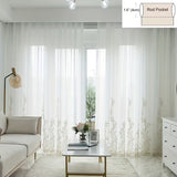 Gold Embroidered Sheer Curtains, Floral Voile, Rod Pocket