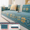 Bohemian Snowflake Embroidery Sofa Cover | Thick Plush Non-Slip Couch Slipcover | Pet-Friendly Furniture Protector