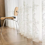 Gold Embroidered Sheer Curtains, Floral Voile, Rod Pocket