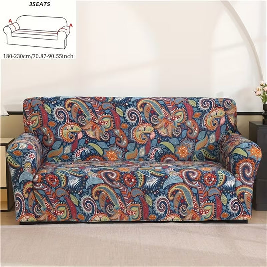 Bohemian Mandala Print Stretch Sofa Cover — Elastic Couch Slipcover with Pillowcase