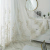 Gold Embroidered Sheer Curtains, Floral Voile, Rod Pocket