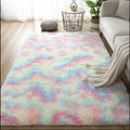 Fluffy Shaggy Area Rug Pastel Tie Dye — Anti Slip Soft Carpet for Living Room