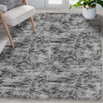 Fluffy Shaggy Area Rug Grey Anti Slip — Soft Carpet Floor Mat for Bedroom Living Room