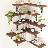 L-Shaped Corner Floating Shelves, Set of 5, Rustic Wood
