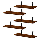 Rustic Wooden Floating Shelves, Set of 5 with Black Metal Brackets